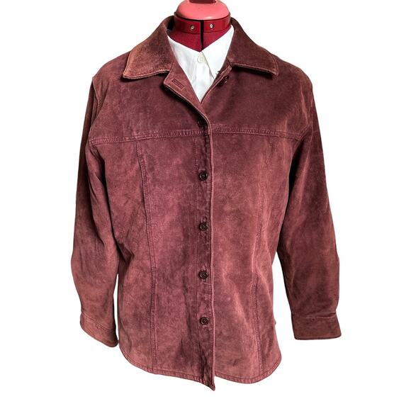 A.M.I Jackets & Blazers - A.M.I. Women’s Size Large 100% Genuine Suede‎ Leather Coat Plum